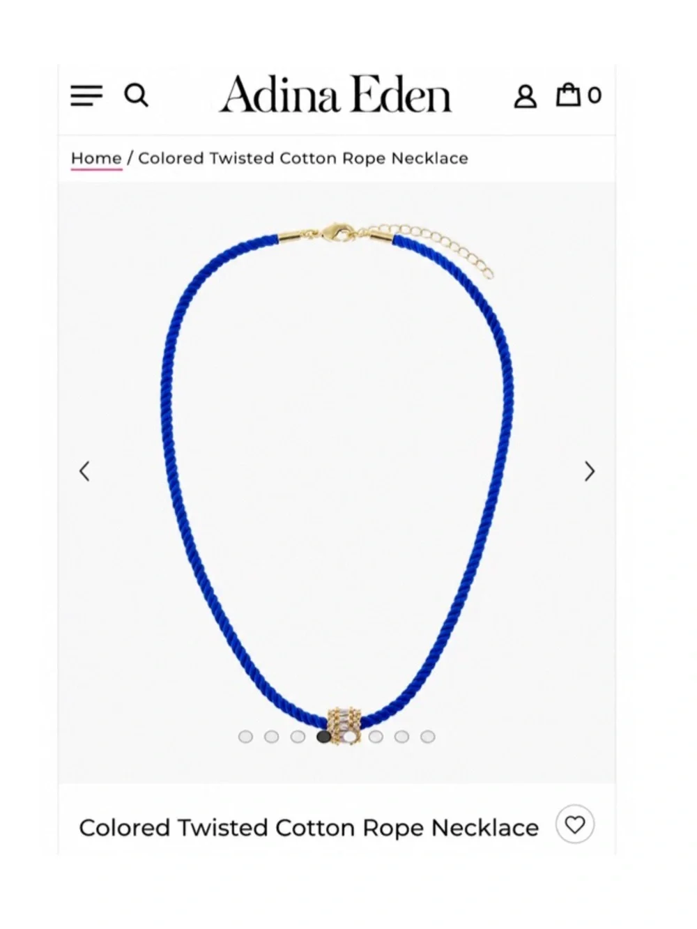Revolve x Adina Eden Colored Twisted Cotton Rope Necklace in Blue